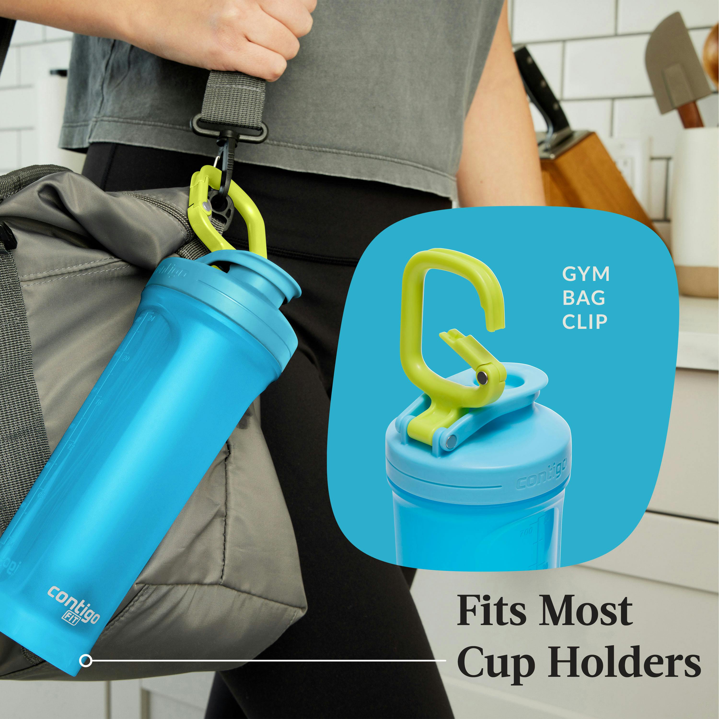 Fit Shake & Go 2.0 Plastic Antimicrobial Shaker Bottle, Blue Raspberry, 28 floz