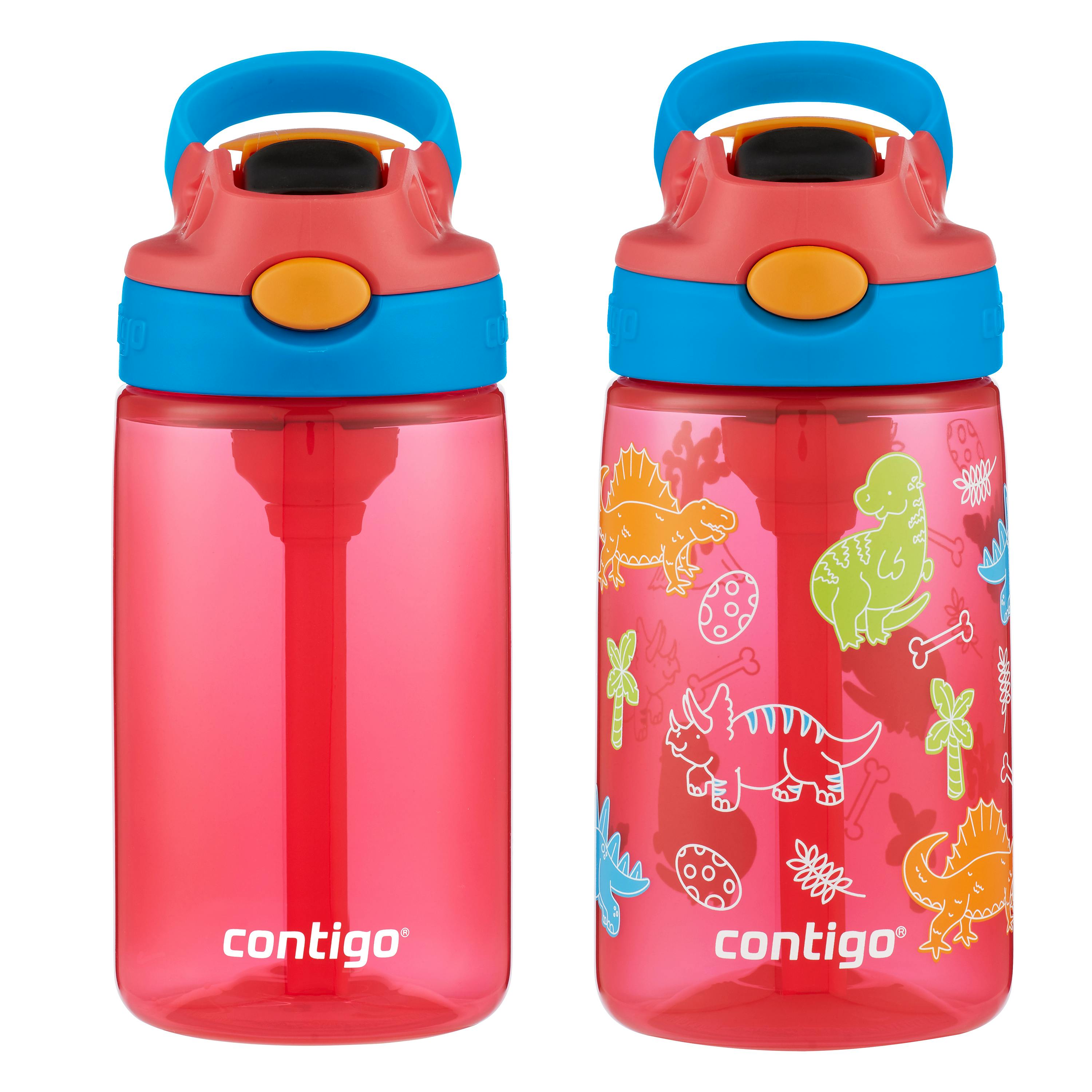Kids Water Bottle with Redesigned AUTOSPOUT Straw, 14 oz, 2 pack