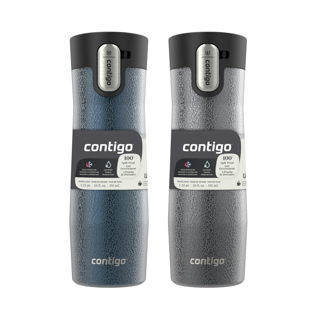 AUTOSEAL West Loop Vacuum-Insulated Stainless Steel Travel Mug with Easy-Clean Lid, 20 oz, 2-Pack